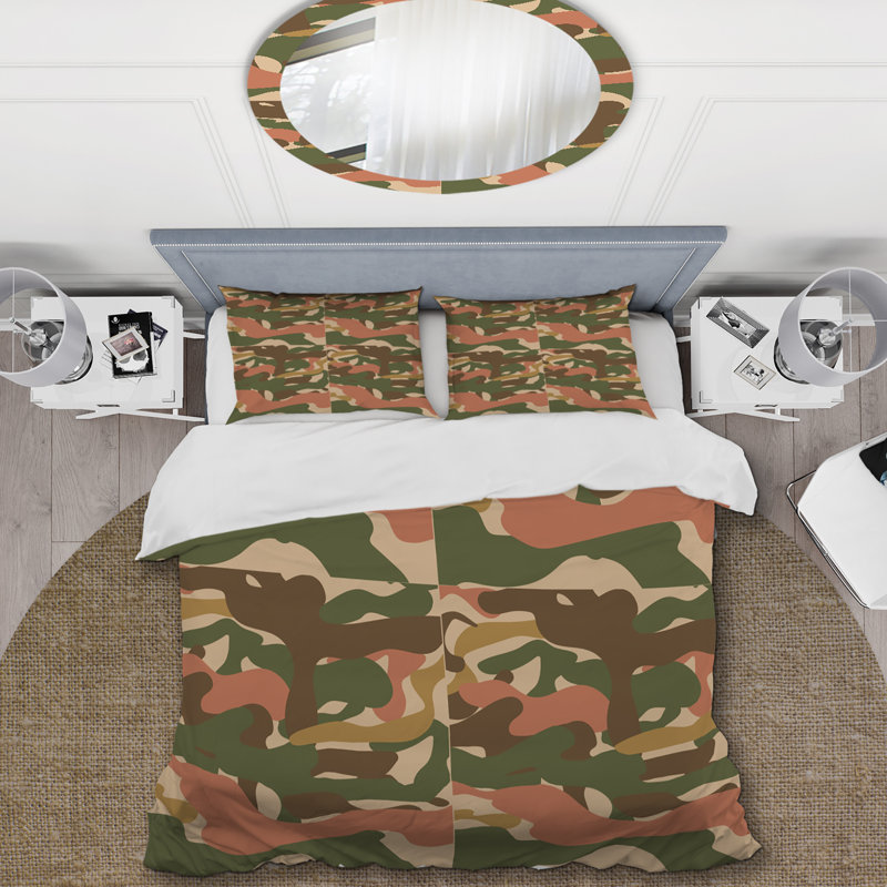 Ensemble de housse de couette en microfibre vert / brun 3 pièces