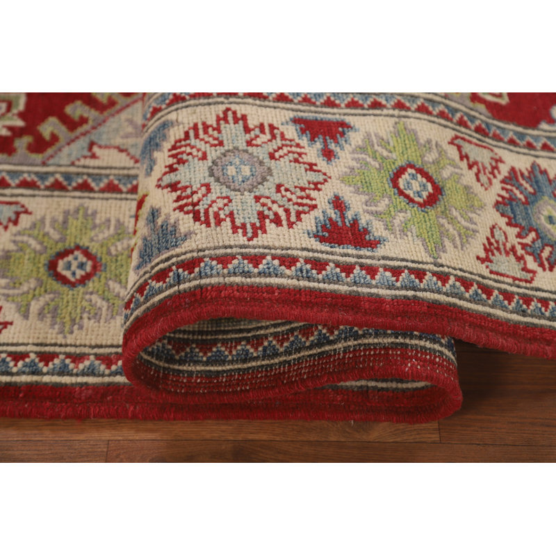 Tapis oriental géométrique rouge Kazak 5