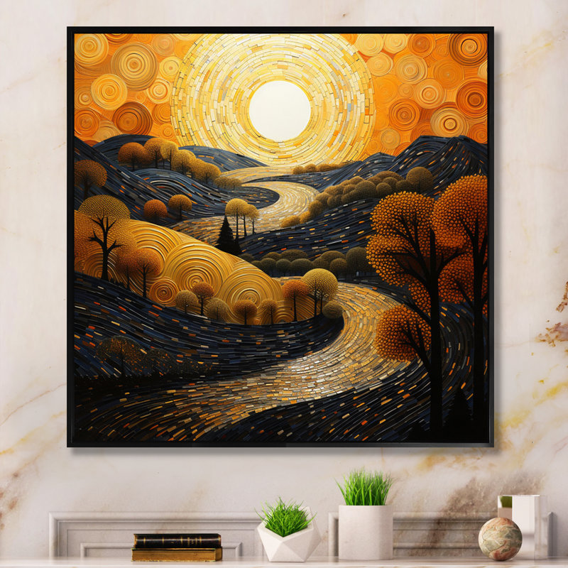Canyon Golden Hour Collage I sur toile, H 36 po x l 36 po, Cadre flottant noir