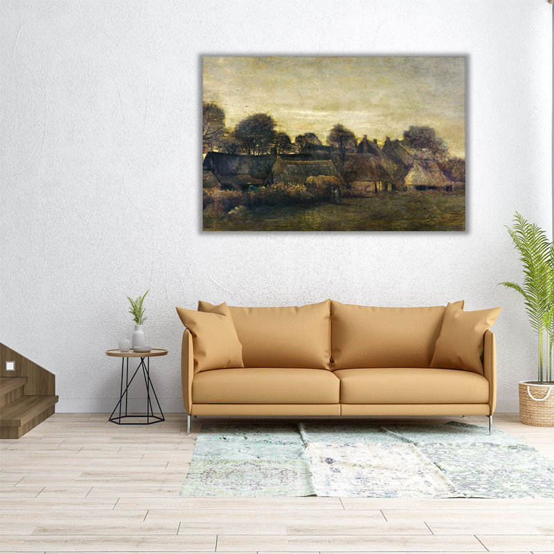 «Farming Village at Twilight, 1884», reproduction d'art sur toile, H 32 po x l 48 po