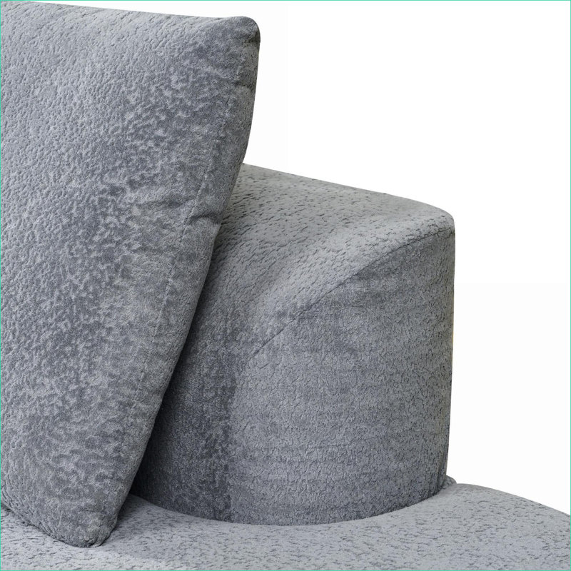 Canapés modulaires | Ensemble de chaises incurvées modernes 116 "avec chaise longue 116", entièrement assemblé pour le salon | Gris clair | Polyester