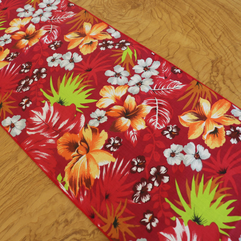 Chemin de table Tropical Hawaiian, 144 po x 12 po, Rouge