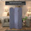 6 Ft. Classic Arch Velvet Room Divider Blue 3 Panel-327438974