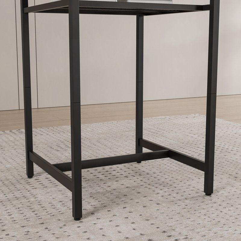 Bar Table, Equipped With 2 Bar Stools , With Backrest And Partition, Grey/Black