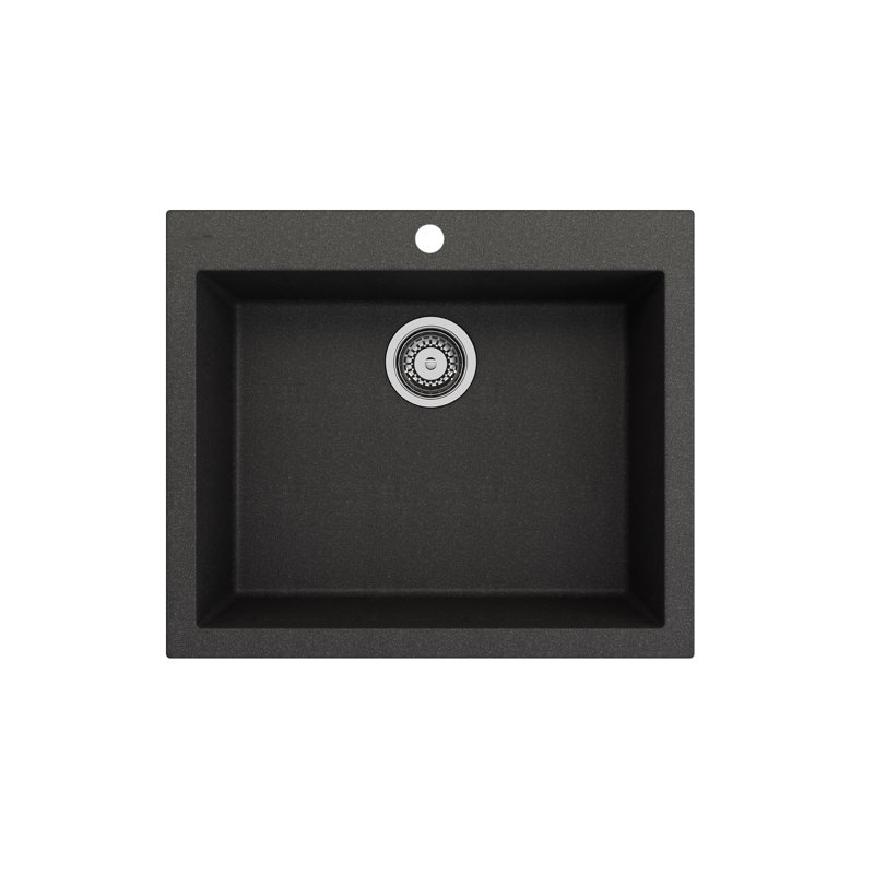 Campino 24'' L Single Basin Kitchen Sink, Metallic Black