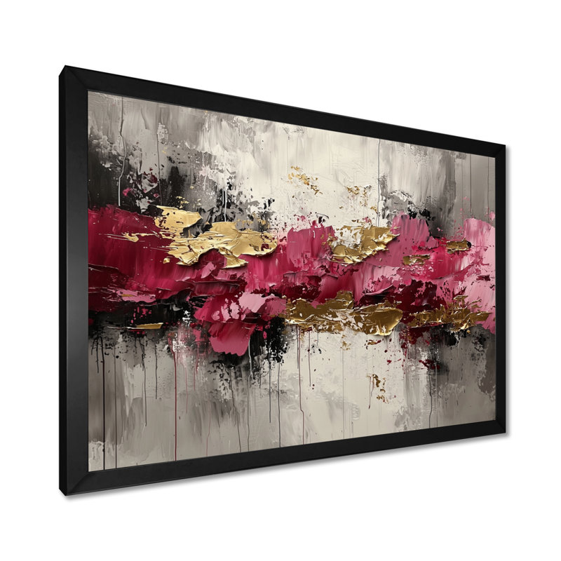 Expressionnisme de l'or rose foncé Fusion III - art mural néo-expressionnisme, H 12 po x l 20 po, Noir