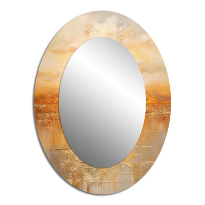 Bold Sunset Golden Collage II - Large Oval Wall Mirror On Metal