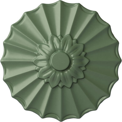 Endurathane Shakuras Ceiling Medallion, 9"OD x 1 3/8"P (Fits Canopies up to 1 3/8"), Hand-Painted Athenian Green Finish