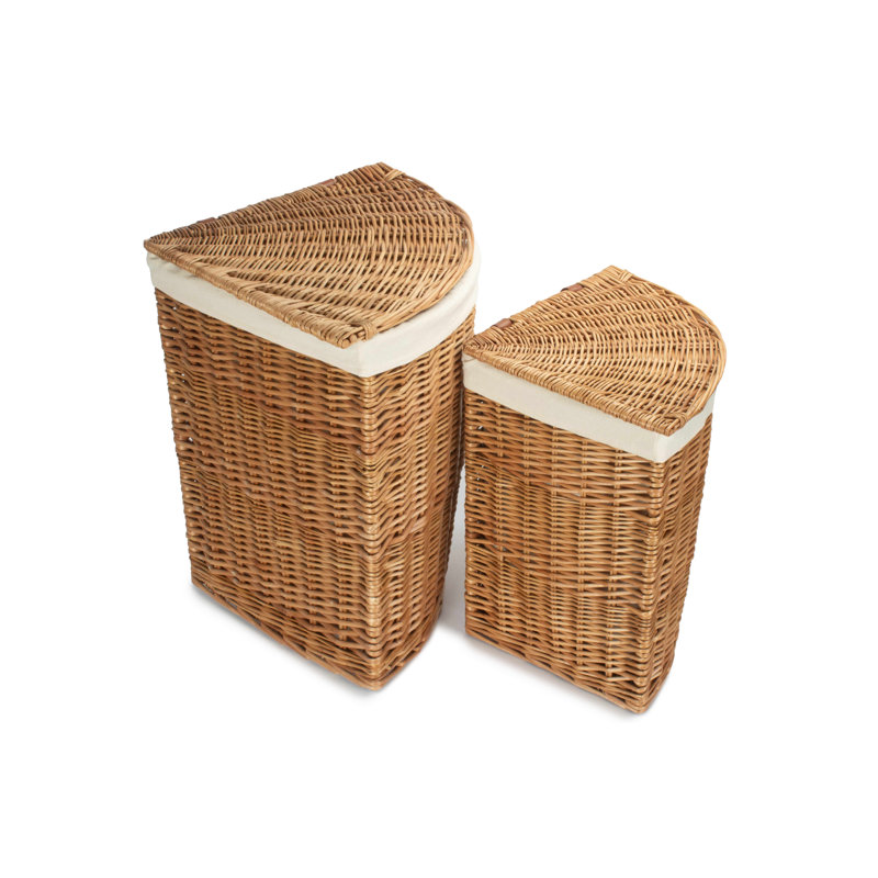 Wicker 2 Piece Laundry Basket Set, Light Steamed
