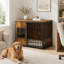 Grand meuble en bois pour cage de chien avec loquets de sécurité et plateau spacieux
