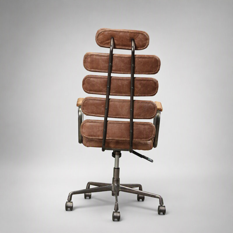 Fauteuil de bureau Calan Vintage Whiskey en cuir pleine fleur avec fonction massage par vibrations à 7 points et inclinaison