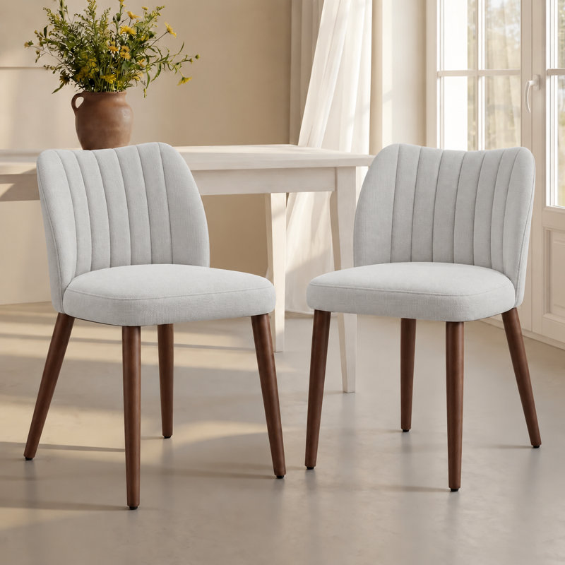 Chaise d'appoint de salle à manger rembourrée moderne avec pieds en bois , Gris