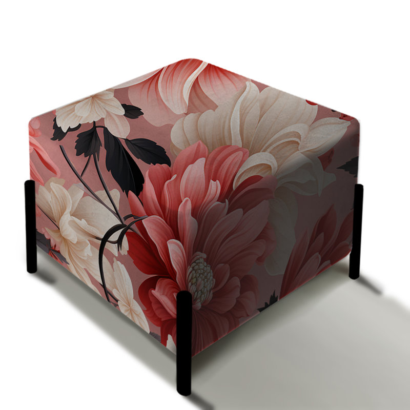 Rose et blanc coquelicots en fleurs Grace - repose-pieds carré floral