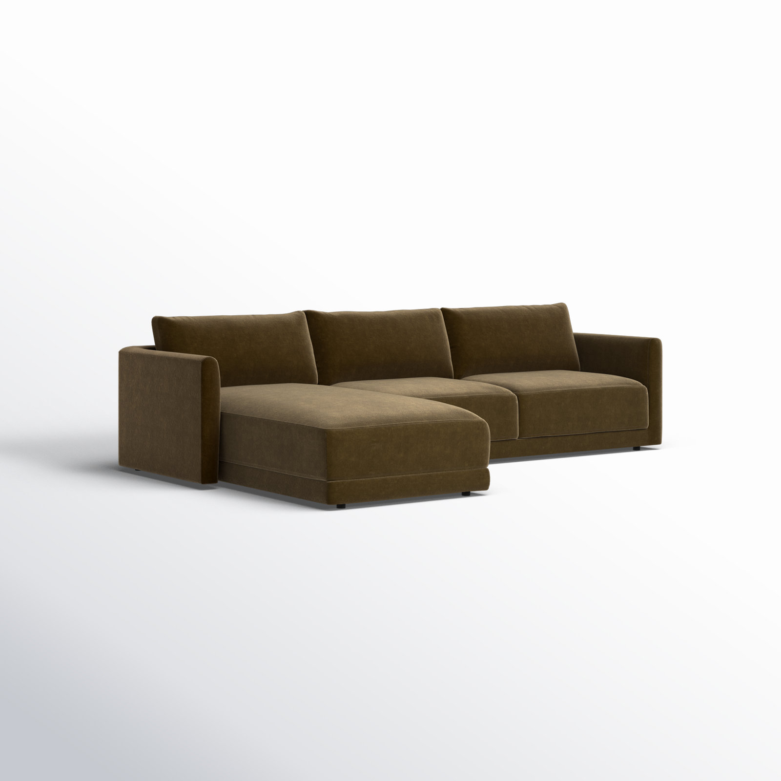 Vervino Sectional, Moss Olive Green Performance Chenille, Left Hand Facing