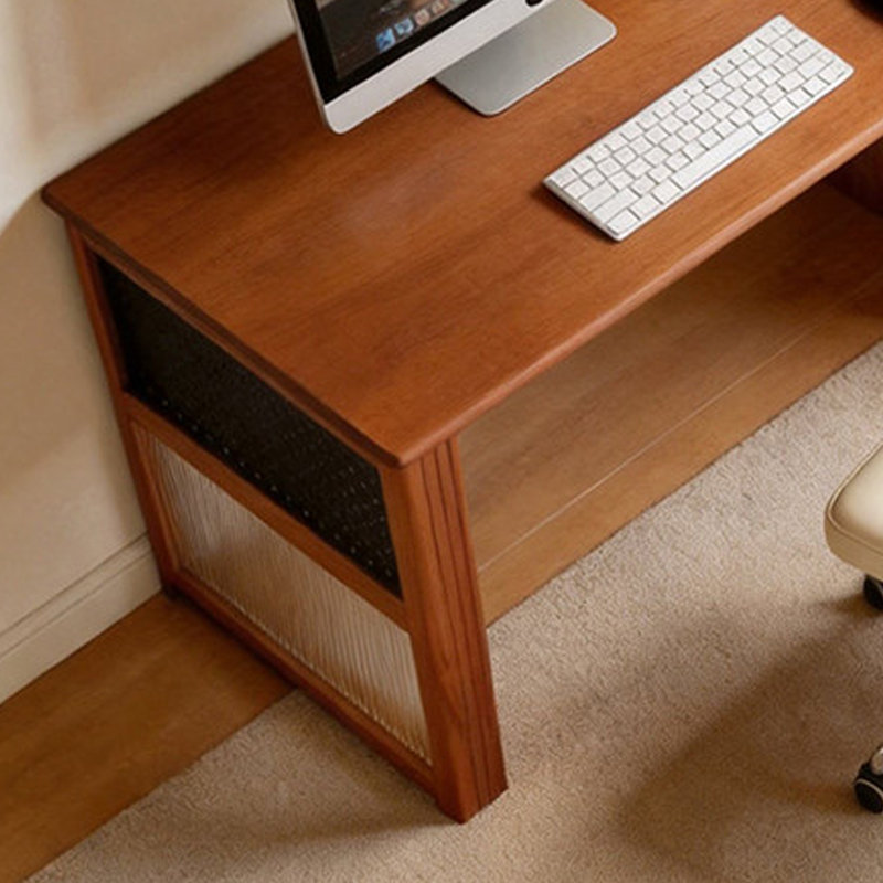 Bureau d'écriture rectangulaire en bois de pin brun durable, 29.52" H x 62.99" W x 25.59" D