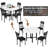 5-Piece Kitchen Table Chairs Set, Dining Table Set For 4, Rounded Dining Room Table Set With Four Chairs And Wooden Table Tops Dining Table Set With Backrest For Small Spaces, Dining Or Living Room-2141578868