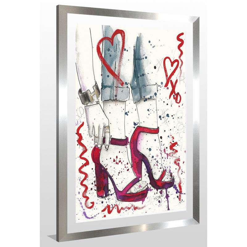 « red chaussures », impression encadrée, H 39,5 po x l 27,5 po x P 0,75 po, Acrylique avec cadre argent