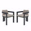 Ensemble de 2 chaises de patio pour l'extérieur, finition aluminium noir avec coussin beige-677343394