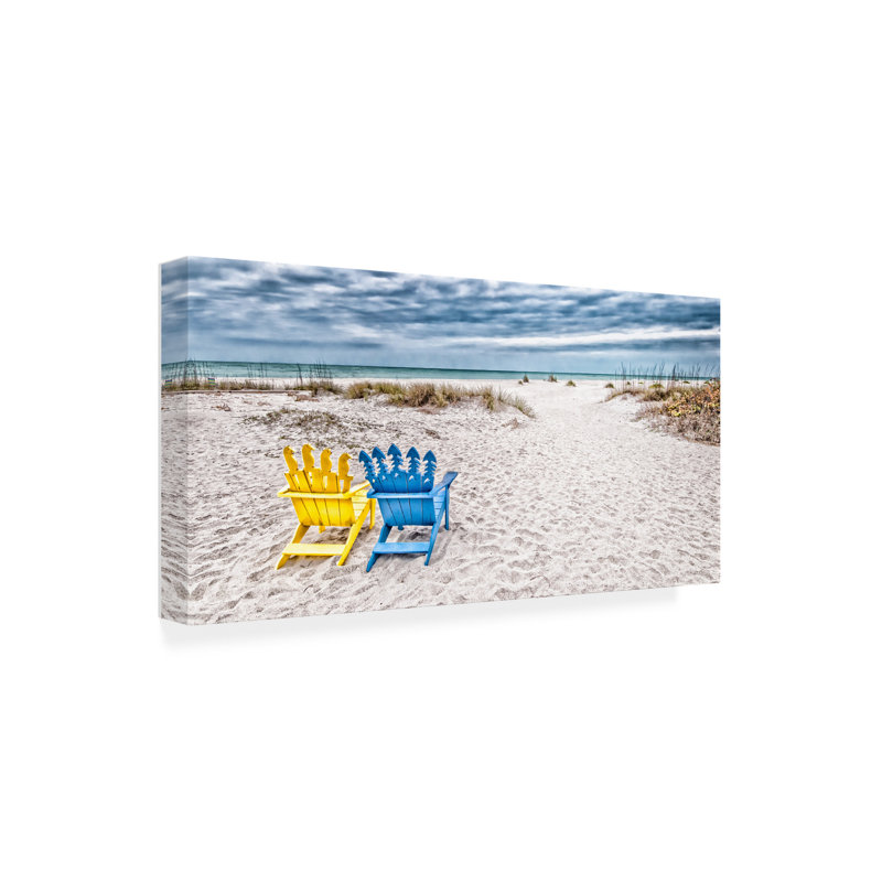 Art mural sur toile tendue - "Mary Beach" par Mary Lou Johnson pour le salon, la chambre à coucher ou le bureau - 12 x 24