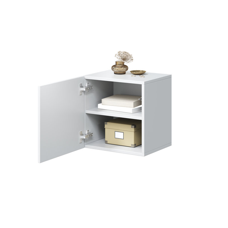 Aagam 40cm W Manufactured Wood Bedside Table, White Matte