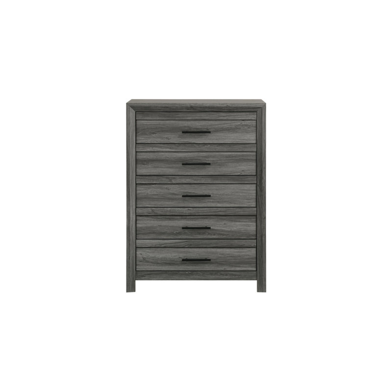 Commode 5 tiroirs Denver, Naturel / rustique