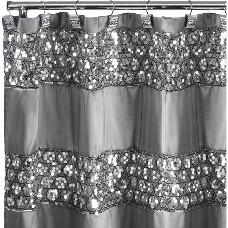 Rideau de douche simple rayé Ced, Argent