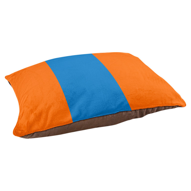 Coussin rectangulaire designer Miami, Rouge orangé / bleu / rouge orangé, Moyen (L 30 po x l 40 po)