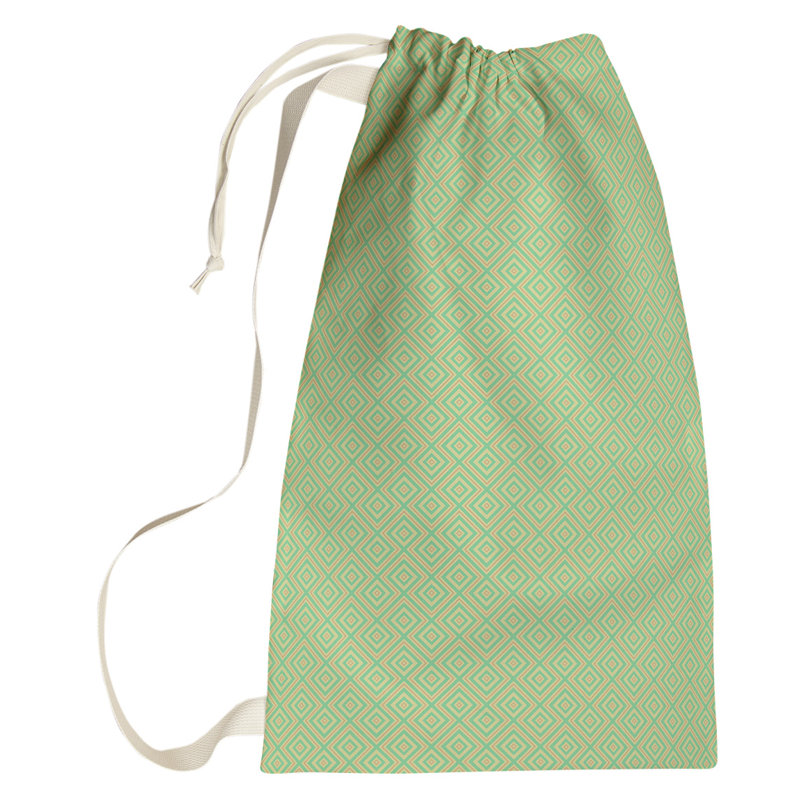 Sac à linge carré en treillis, Grand (H 76,5 po x l 29,5 po x P 1,5 po), Vert / Orange