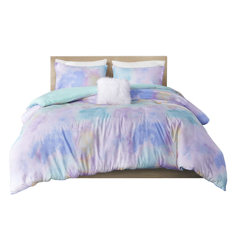 Literie aquarelle Tie Dye pour lit simple / simple TG avec lits à imprimé taie décorative