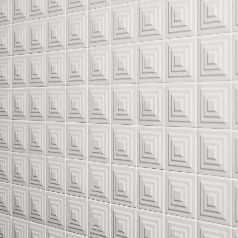Level Pyramid 7.87" x 15.74" Ceramic Patterned Tile, White