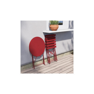 Ensemble bistro de patio pliant 3 pièces Premium Frame - table et chaises, rouge
