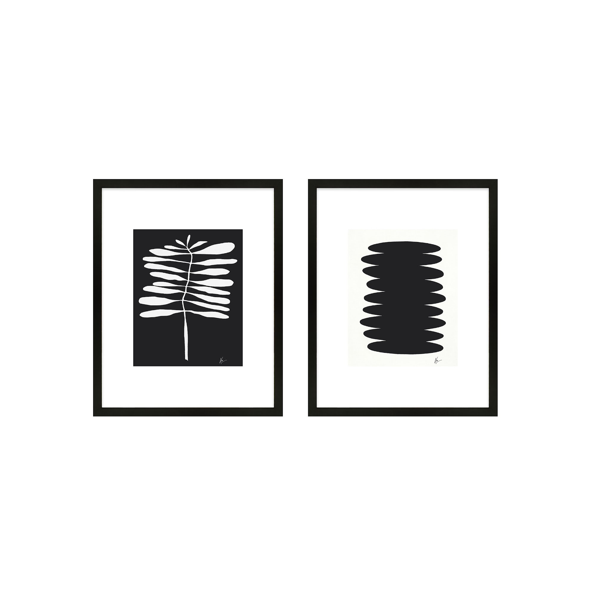 Flora 5&6 by Lee Lessem, 25" H x 40" W x 1.25" D, Black Framed