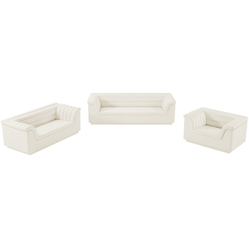 Hoenack 94'' Velvet Sofa, Cream Velvet