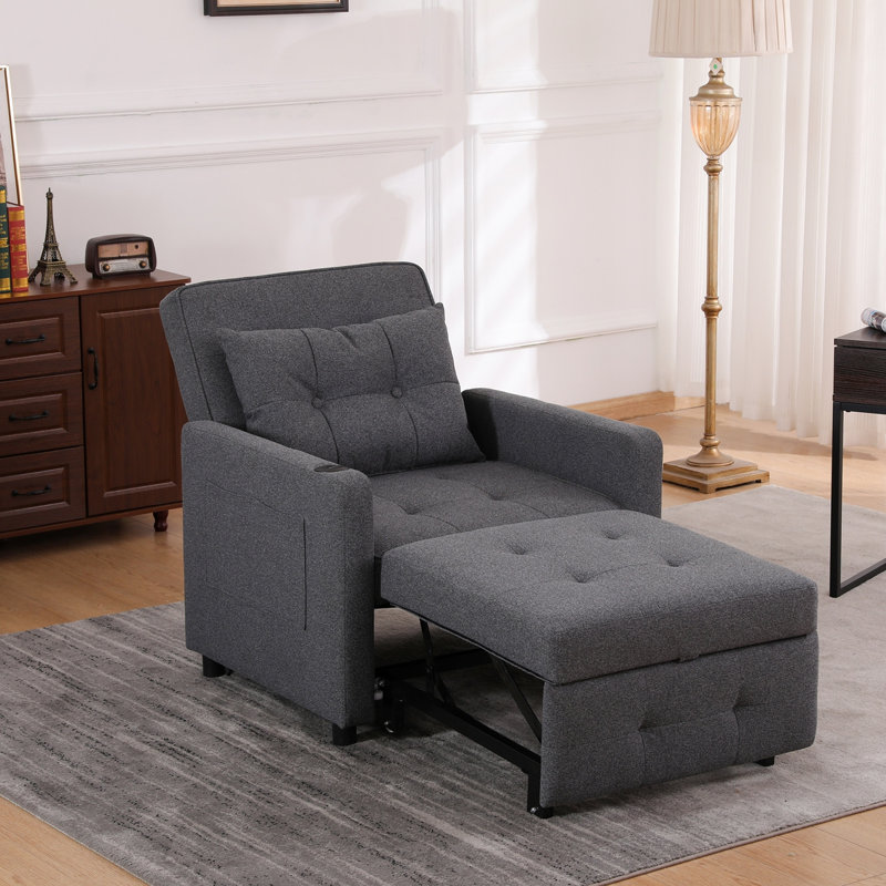 Canapé-lit convertible 3 en 1 Sleeper Chair, Lin gris