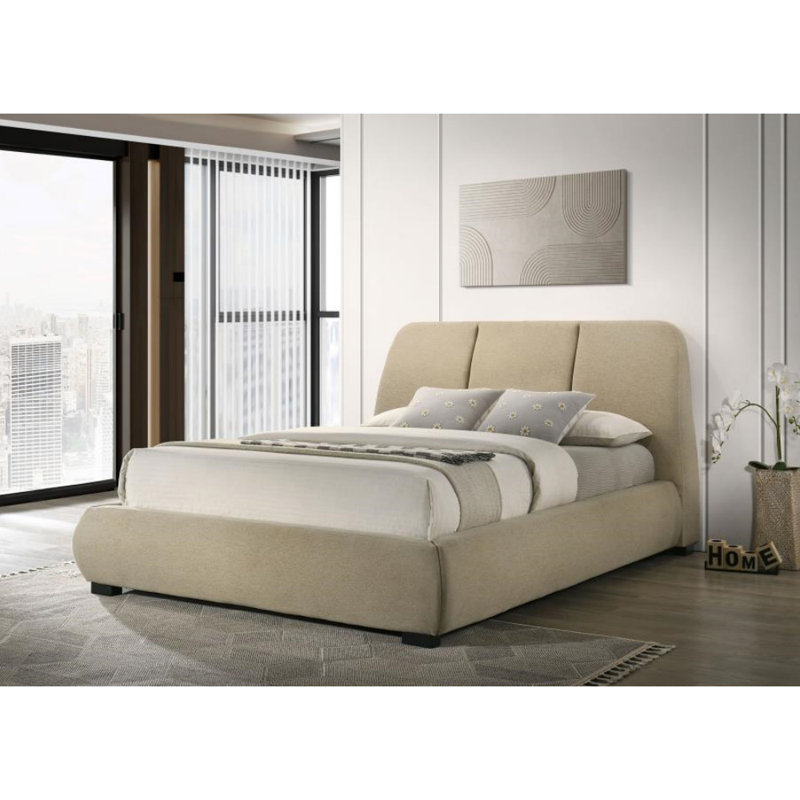 Trinity Upholstered Platform Bed, Light Brown, California King