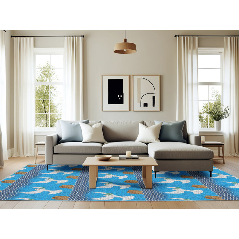 Tapis de zone bleue à motifs, Rectangle 6 pi x 9 pi