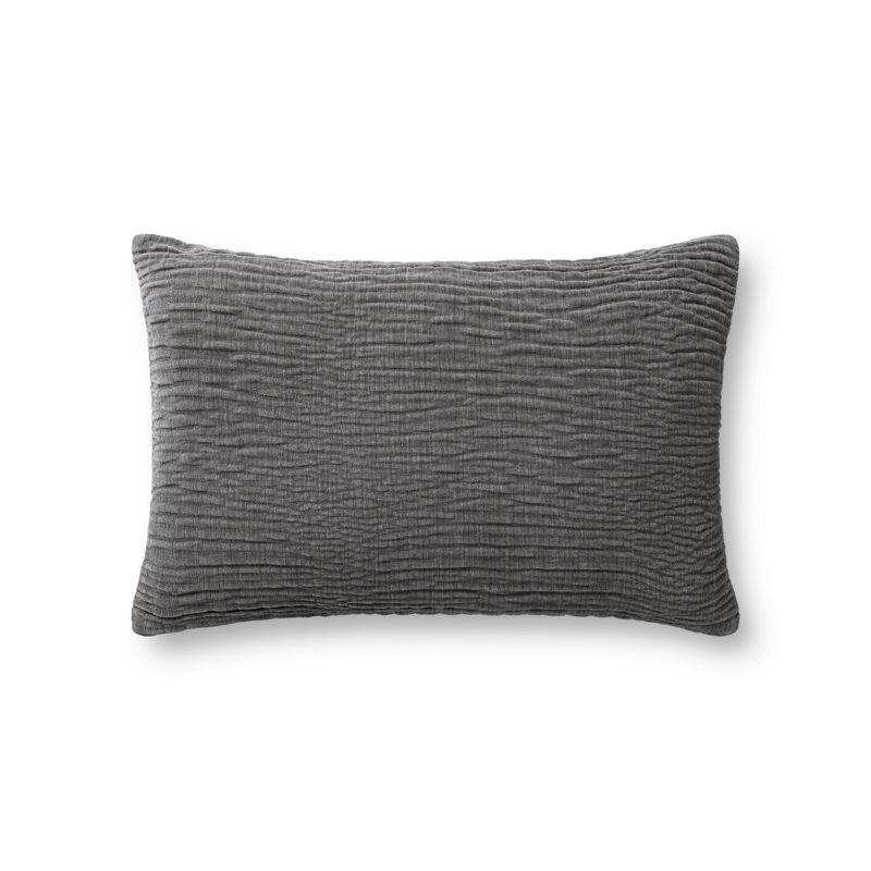 Housse de coussin rectangulaire Edan, H 16 po x l 26 po, gris, Housse de coussin seulement - sans coussin