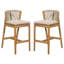 Ensemble de 2 tabourets d'extérieur Louie en bois de teck avec coussin beige