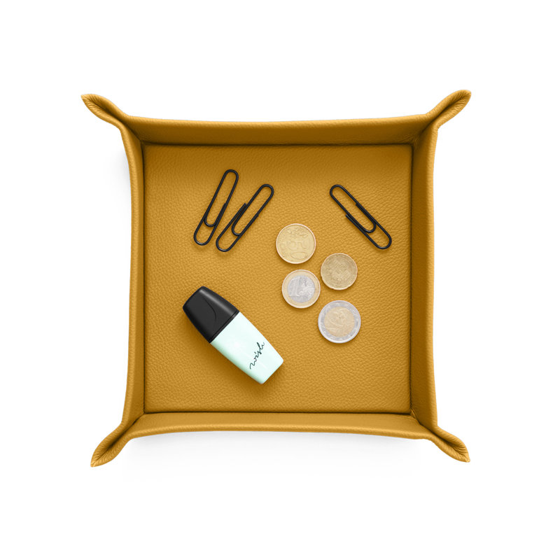 Amany Leather Desk Organiser, Yellow