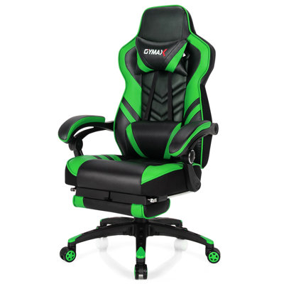 Gymax Adjustable Reclining Ergonomic Faux Leather Swiveling PC & Racing Game Chair with Footrest
