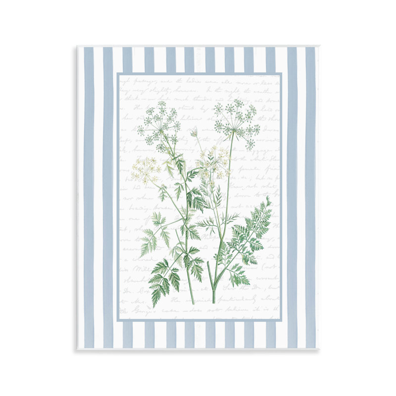 «Wild Herbs on Blue Stripes», plaque murale par lettrée et doublée