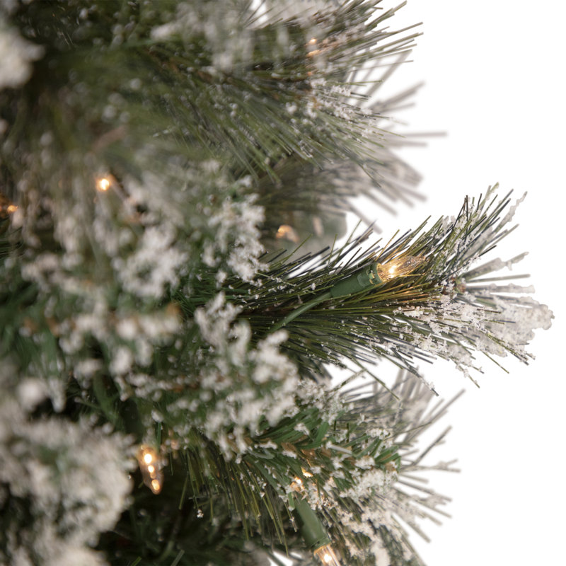 6.5' Pre-lit Snow Valley Pine Artificial Christmas Tree Clear Lights