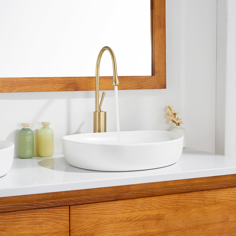 Lavabo vasque en céramique 20 po Modern, Blanc mat