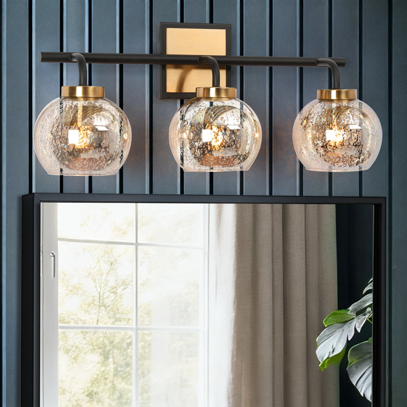 Mylisa 3-Light Dimmable Globe Vanity Light with Mercury Glass Shade