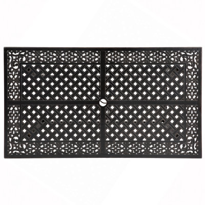Patio Rectangle Cast Aluminum Dining Table with Umbrella Hole
