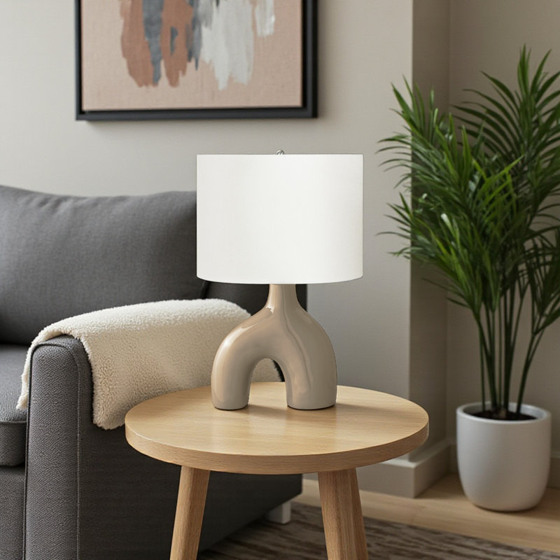 Raphael Standard Ceramic Table Lamp in Brown and Ivory, 25.09'' H X 16.32'' W X 10.79'' D
