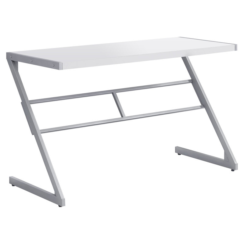 Calvo Steel Computer Desk, White/Silver