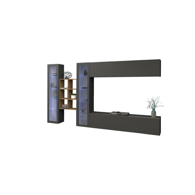 Carlanne Rectangle Accent Cabinet, Anthracite/Maple