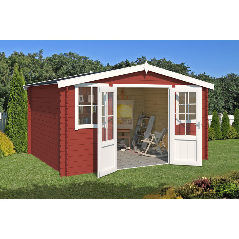 Lasita Dallas 12.5 x 10 Ft. Apex Roof Summerhouse With Single Glazed Windows (28mm), DALLAS SWEDISH RED