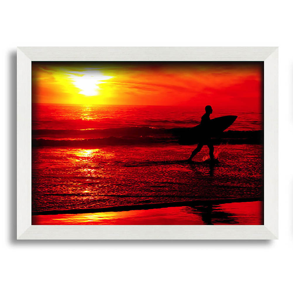 Gerahmtes Leinwandbild Surfers Stunning Orange Ocean